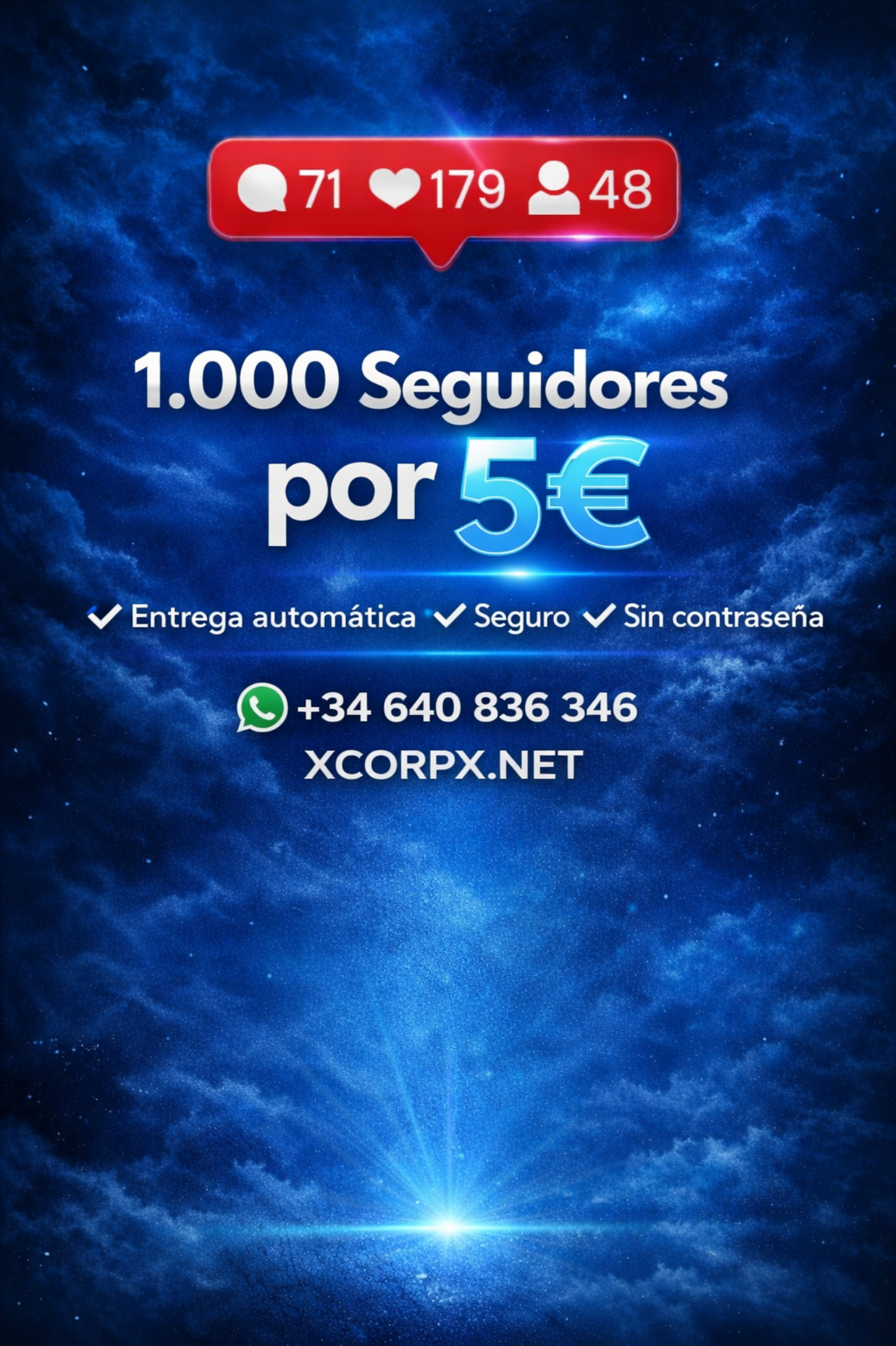 1.000 seguidores por 5€: entrega automática, seguro y sin contraseña